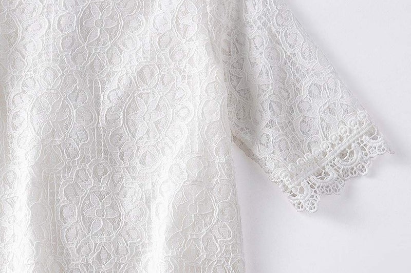 Niyage Baby and Toddler Girls Cotton Elegant Flower Lace Half Sleeve A-Line Princess Dress White 100 - Image 5